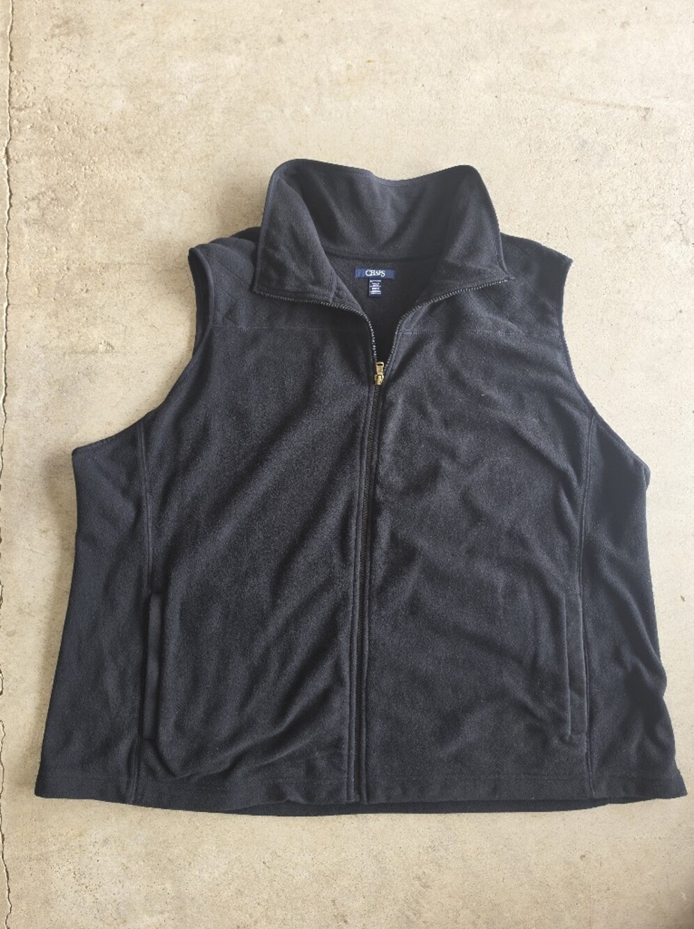 Chaps Women’s Black Fleece Full Zip Vest Quilted Detail